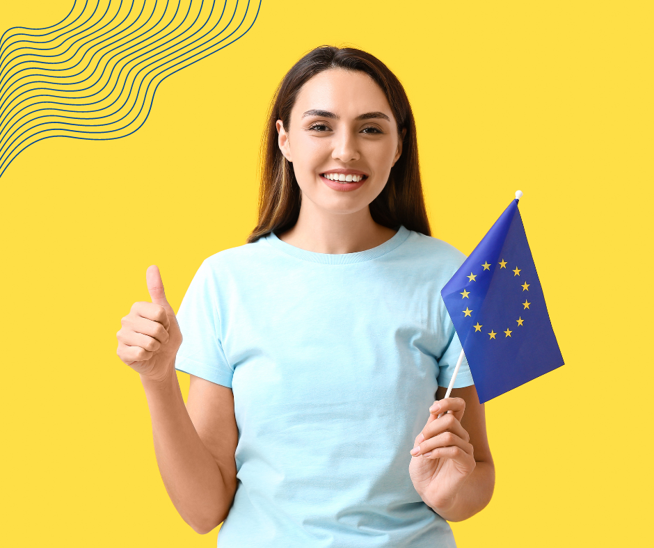 Young lady with flag
